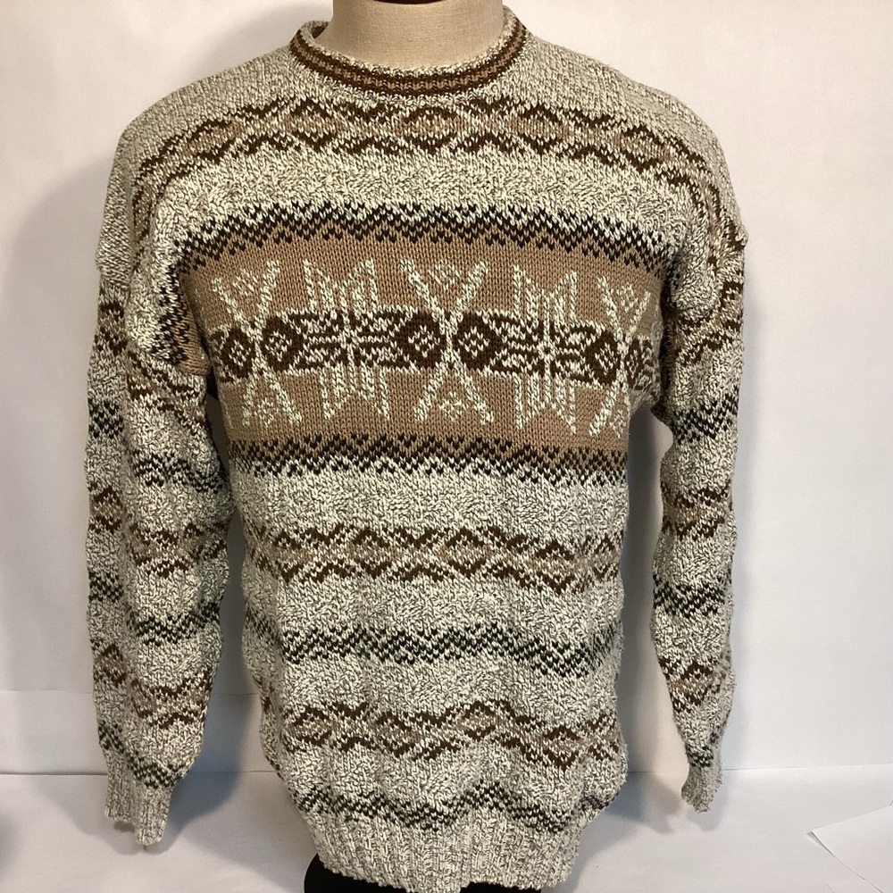 Robert Stock Vintage Cotton Crewneck Ski Alpine Sweater Mens size large made USA